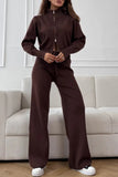 Zip-Up Lounge Set with Wide-Leg Pants