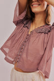Ruffled Button-Front Blouse