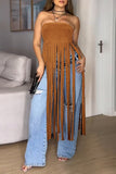 Fringe Strapless Tank Top