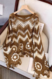 Zigzag Pattern Sweater with Tassels