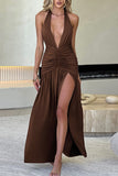 Plunging V-Neck Evening Dress