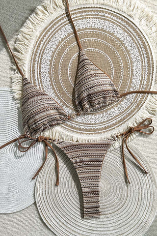 Striped Triangle Bikini Set