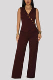 Sleeveless Buttoned Casual Pants Set