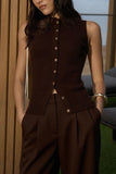 Button-Front Ribbed Tank Top