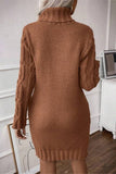 Cozy Cable Knit Turtleneck Dress