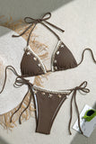 Shell Print Bikini Set with Ties
