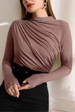 Elegant Ruched Long-Sleeve T-Shirt