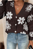 Floral Button-Up Cardigan Sweater