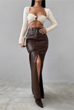 Sleek High-Slit Maxi Skirt