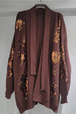Sequined Open-Front Cardigan