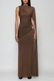 One-Shoulder Ruched Evening Gown