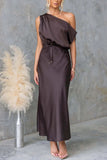 Elegant One-Shoulder Casual Dress