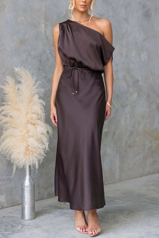 Elegant One-Shoulder Casual Dress