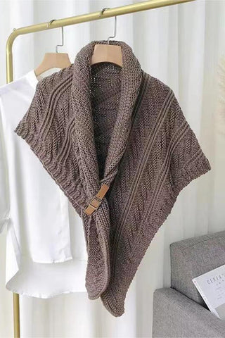 Buckle-Closure Knit Poncho