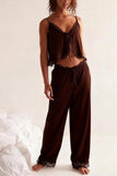 Lace Trim Pants Set