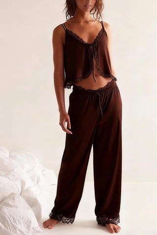 Lace Trim Pants Set