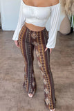 High-Waisted Patterned Flare Pants