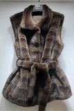 Belted Plush Animal Print Vest