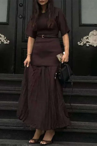 Pleated Hem Casual Dress