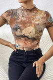 Artistic Print High Neck T-Shirt