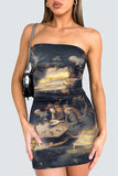 Strapless Tie-Dye Mini Dress