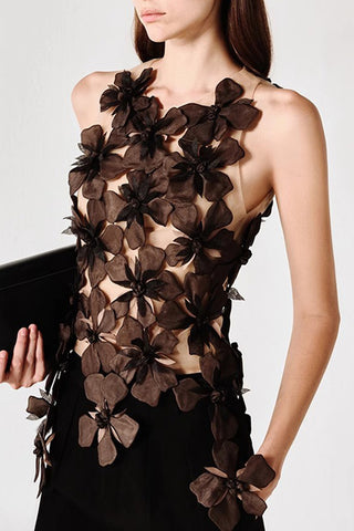 Floral Appliqué Sleeveless Tank