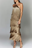 Fringe Halter Night Out Dress