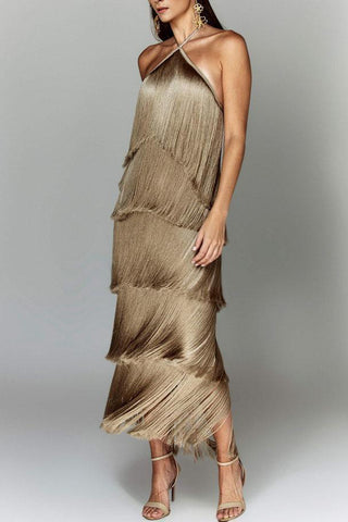 Fringe Halter Night Out Dress