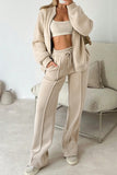 Zip-Front Wide-Leg Pants Set