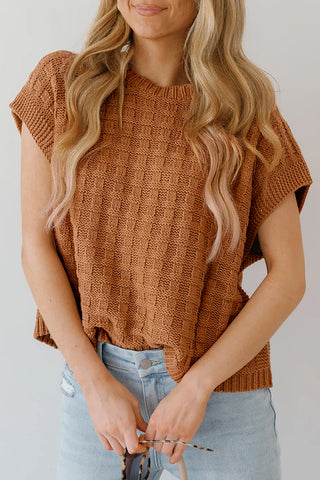 Textured Knit Cap Sleeve Top