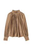 Elegant High-Neck Pleated Blouse