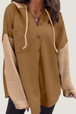 Button-Front Knit Hoodie