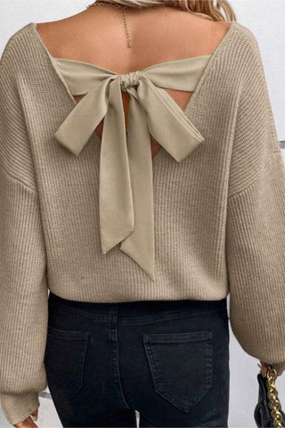 Bow-Back Sweater with Elegant Detailing