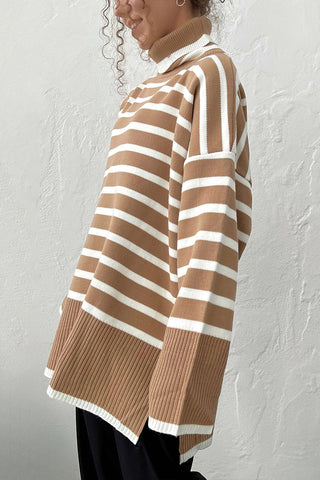 Striped Mock Neck Sweater