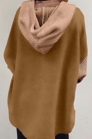 Button-Front Knit Hoodie