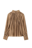 Elegant High-Neck Pleated Blouse