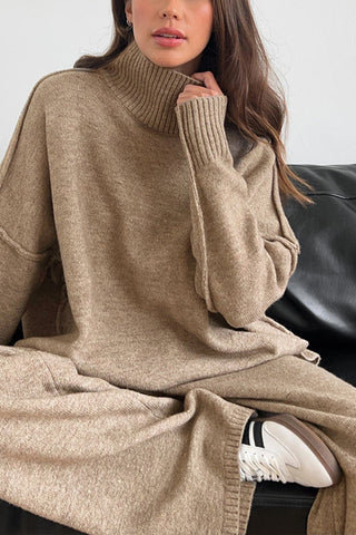 Cozy Turtleneck Knit Pants Set