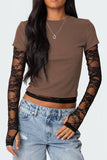 Lace Sleeve Fitted Tee