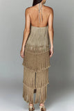 Fringe Halter Night Out Dress