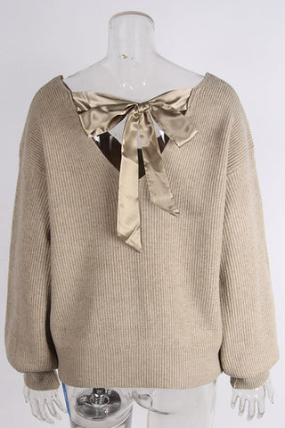 Bow-Back Sweater with Elegant Detailing