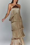 Fringe Halter Night Out Dress