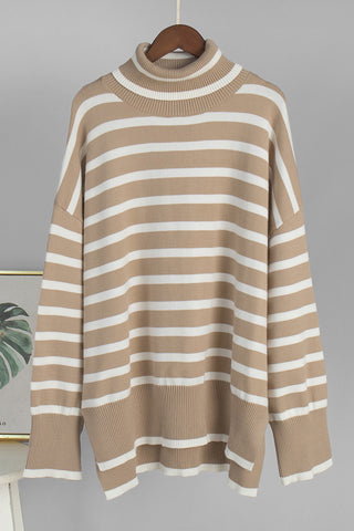 Striped Mock Neck Sweater