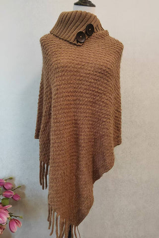 Button-Accent Knit Wrap