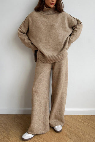 Turtleneck Sweater and Wide-Leg Pants Set
