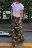 Camouflage Cargo Midi Skirt