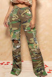 Distressed Camouflage Casual Pants