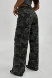 Wide-Leg Camo Casual Pants