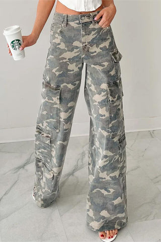 Camouflage Cargo Straight Jeans