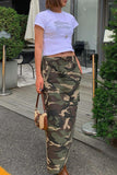 Camouflage Cargo Midi Skirt