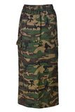 Camouflage Cargo Midi Skirt